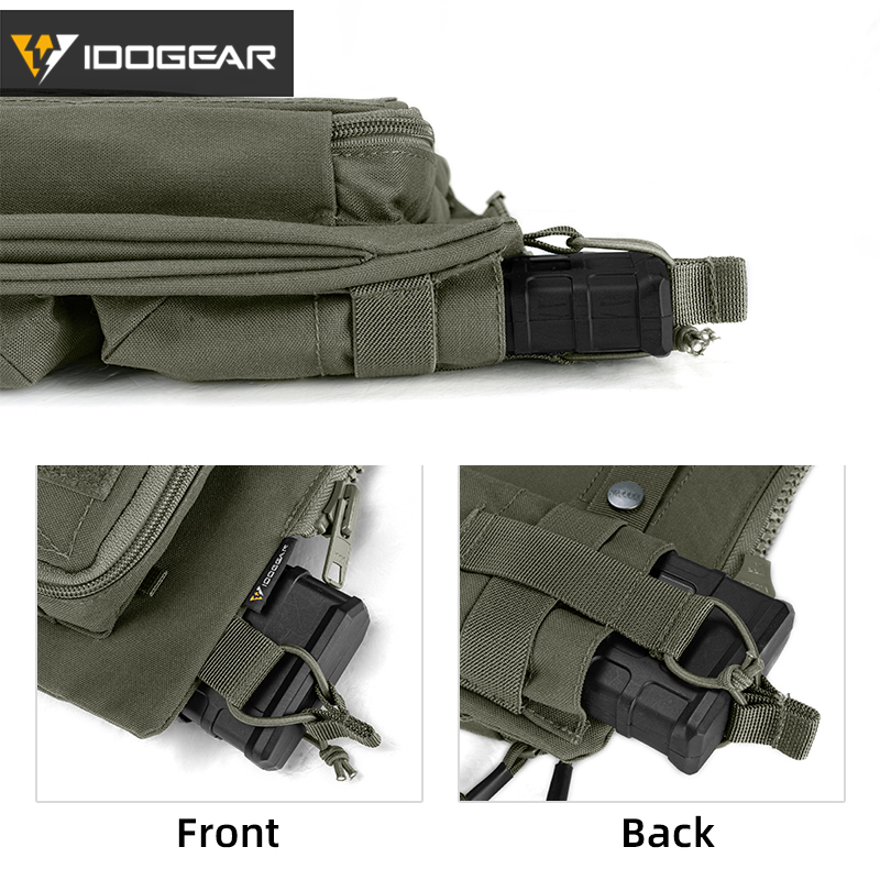 IDOGEAR Tactical Pouch With Zip on Panel YKK Zipper Hiking Hydration Backpack 3573