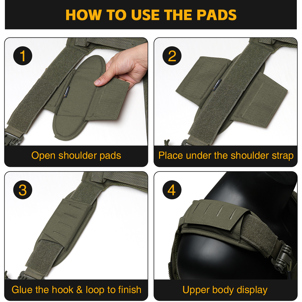 IDOGEAR Plate Carrier Shoulder Pads Set Cushion Pads For Tactical Vest Backpack 3575