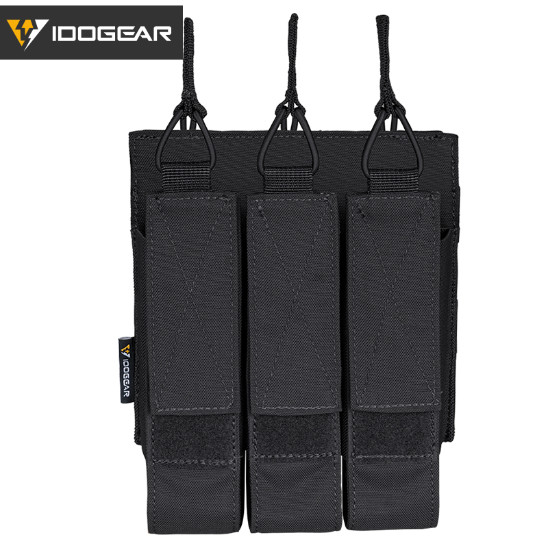 IDOGEAR Triple Mag Pouches Tactical Magazine Pouch Molle Open Top Kriss Mag Pouch for MP5 Magazines 3576