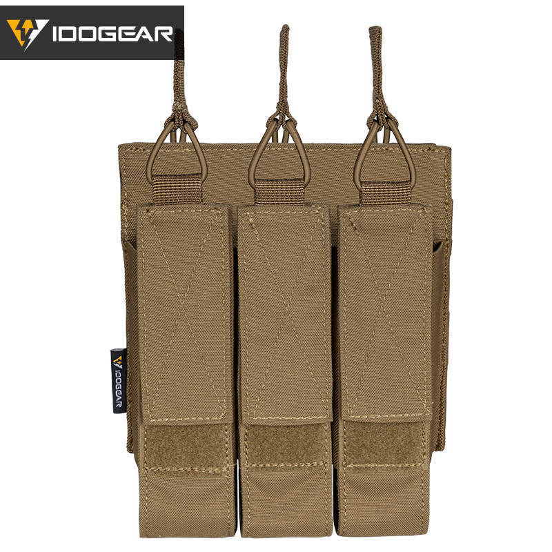 IDOGEAR Triple Mag Pouches Tactical Magazine Pouch Molle Open Top Kriss Mag Pouch for MP5 Magazines 3576
