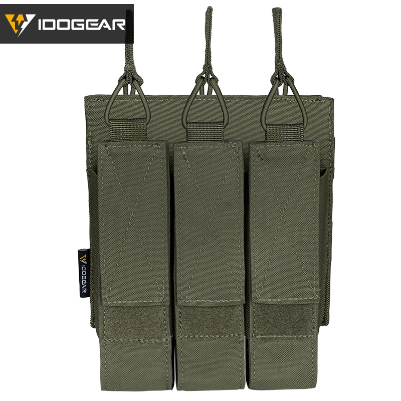 IDOGEAR Triple Mag Pouches Tactical Magazine Pouch Molle Open Top Kriss Mag Pouch for MP5 Magazines 3576