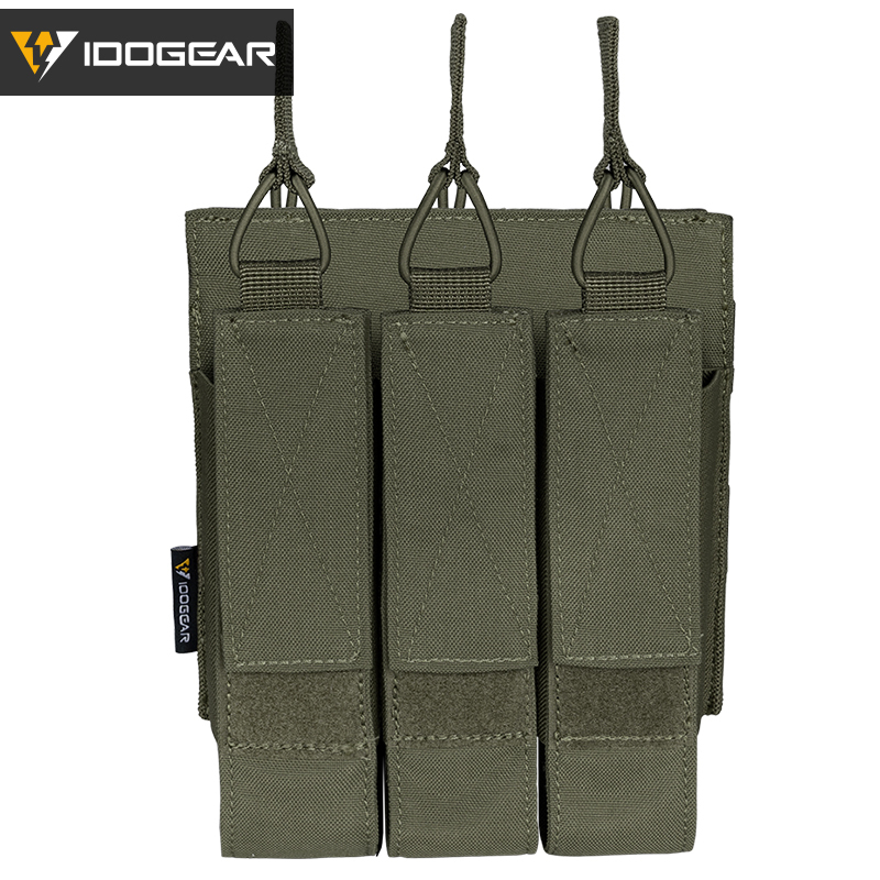 IDOGEAR Triple Mag Pouches Tactical Magazine Pouch Molle Open Top Kriss Mag Pouch for MP5 Magazines 3576