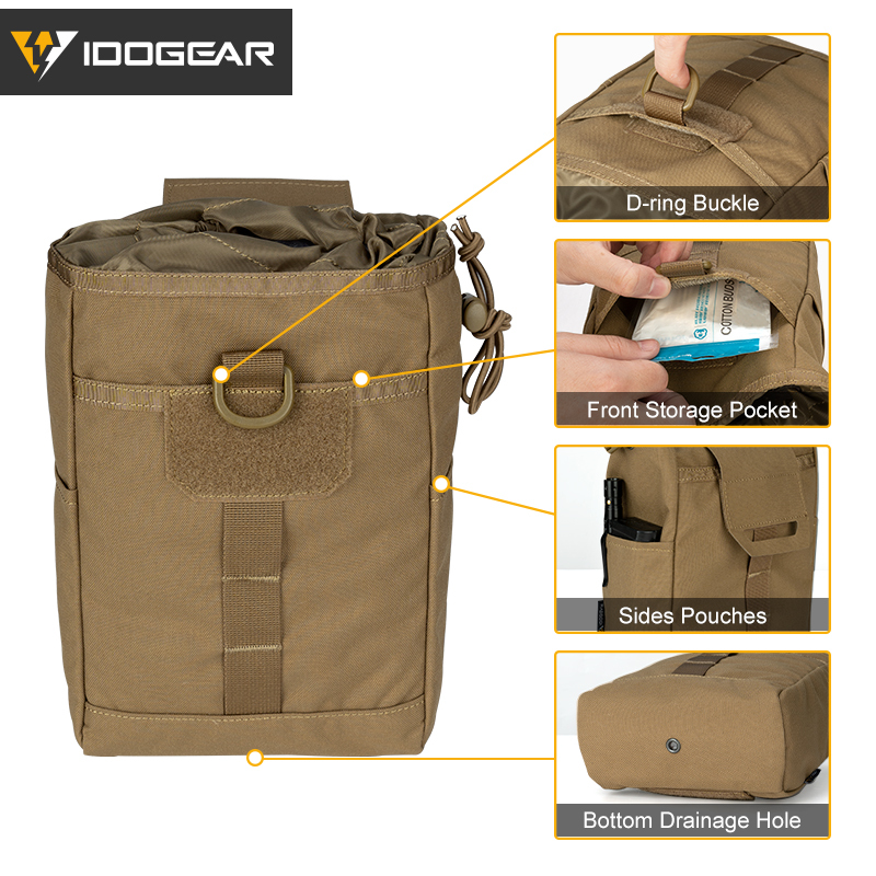 IDOGEAR Molle Dump Pouch Roll-up Drawstring Mag Pouches Foldable Utility Pouch 3577