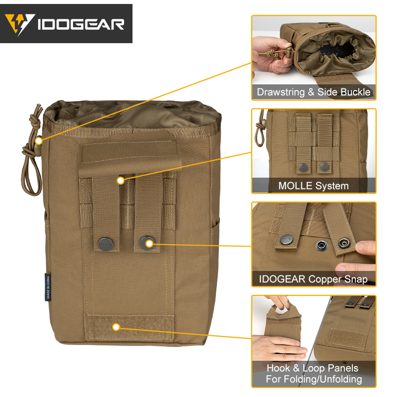 IDOGEAR Molle Dump Pouch Roll-up Drawstring Mag Pouches Foldable Utility Pouch 3577