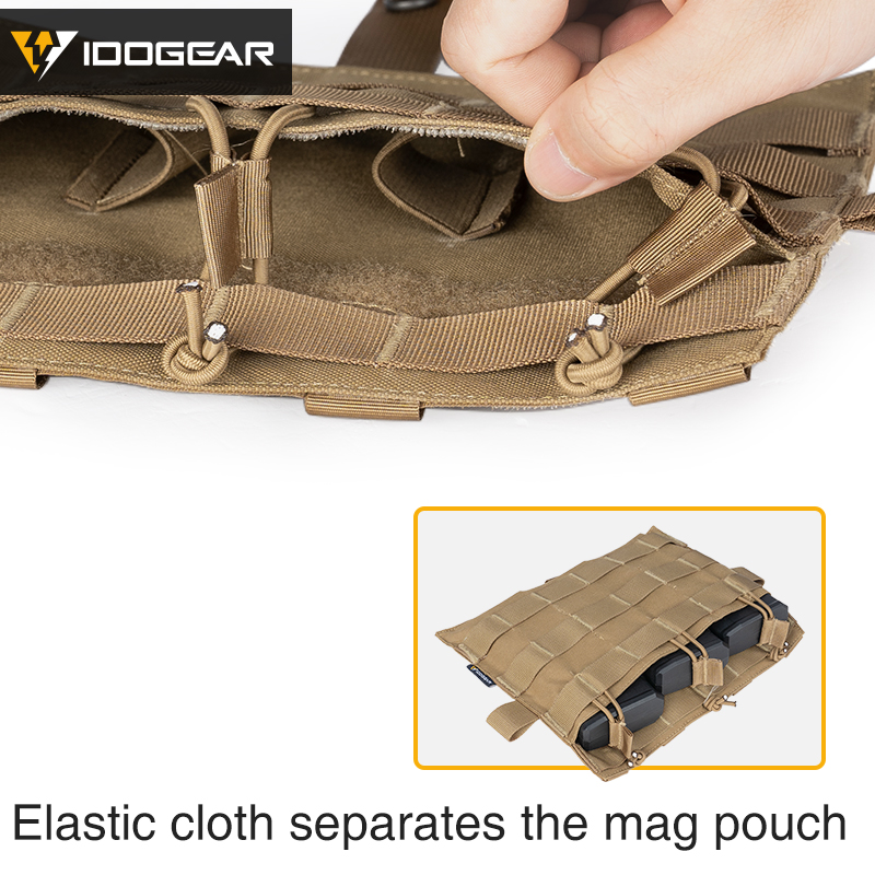 Pochette Triple 5.56 MOLLE – Support Plaque Pour Gilet Tactique (Emersongear, Multicam)