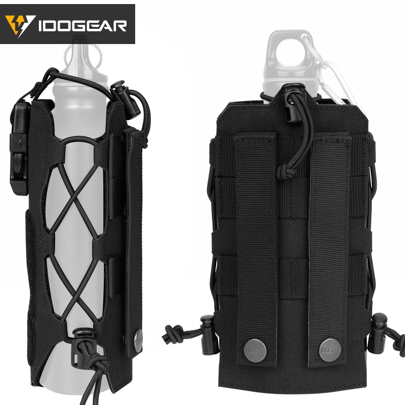 IDOGEAR Tactical Water Bottle Pouch Adjustable Straps Kettle Carrier Holder For Outdoor Sports 500D Nylon 3580