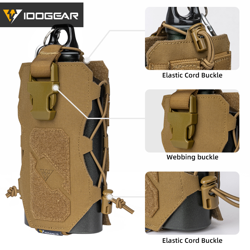 IDOGEAR Tactical Water Bottle Pouch Adjustable Straps Kettle Carrier Holder For Outdoor Sports 500D Nylon 3580