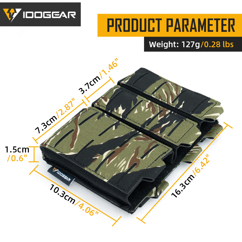 IDOGEAR Triple‑Slot Utility Outdoor Gear Tool Pouch for 9mm 5.56 Molle Pouch 3586