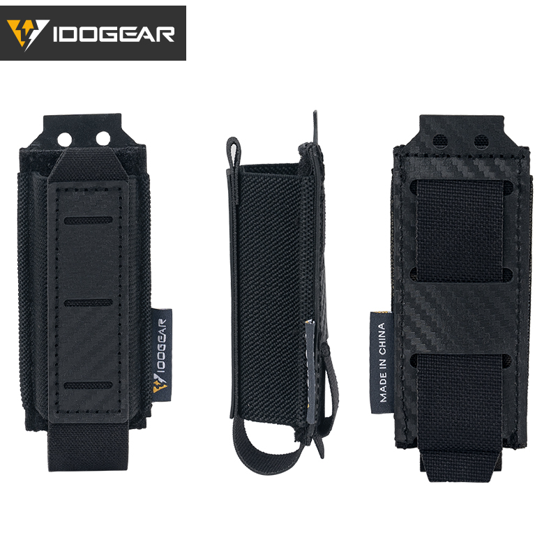 IDOGEAR Tactical Mag Pouch 9mm Single Magazine Carrier Carbon Fiber MOLLE Magazine Pouch 3589