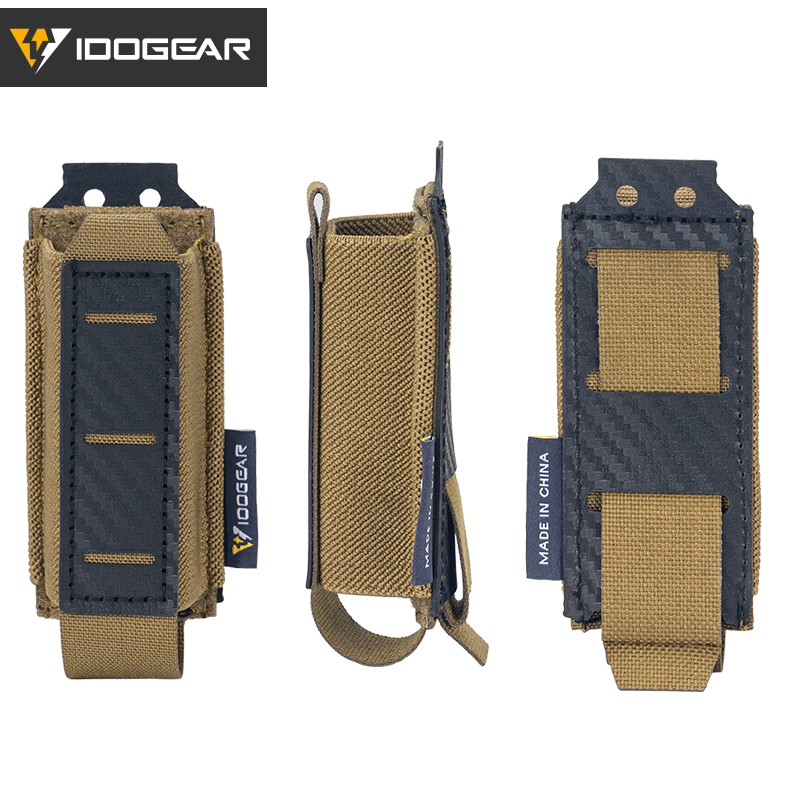 IDOGEAR Tactical Mag Pouch 9mm Single Magazine Carrier Carbon Fiber MOLLE Magazine Pouch 3589