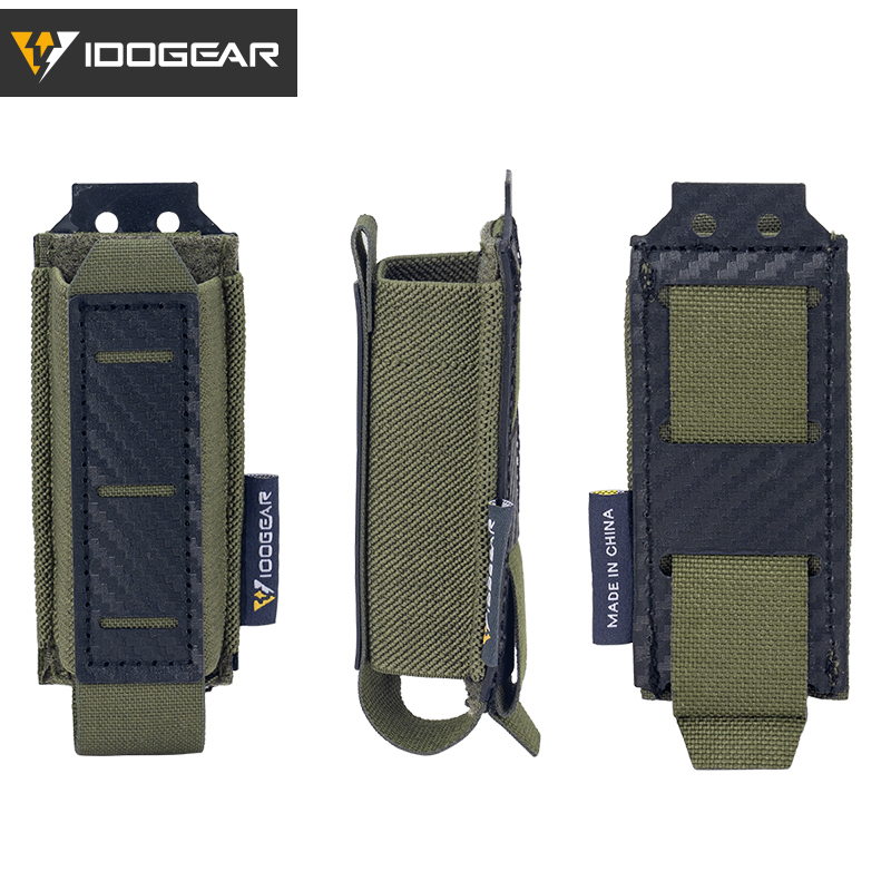 IDOGEAR Tactical Mag Pouch 9mm Single Magazine Carrier Carbon Fiber MOLLE Magazine Pouch 3589