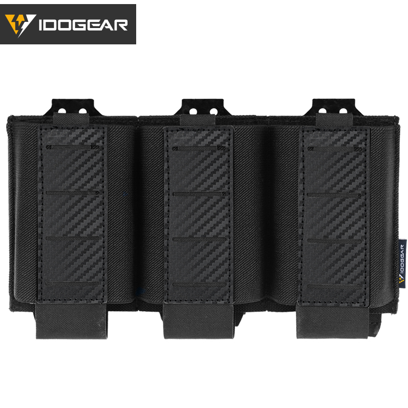 IDOGEAR Tactical 5.56 Triple Mag Pouch MOLLE System Anti-slip Interior Mag Carrier Carbon Fiber Magazine Pouch 3592-IDOGEAR INDUSTRIAL