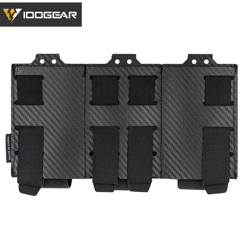 IDOGEAR Tactical 5.56 Triple Mag Pouch MOLLE System Anti-slip Interior Mag Carrier Carbon Fiber Magazine Pouch 3592-IDOGEAR INDUSTRIAL