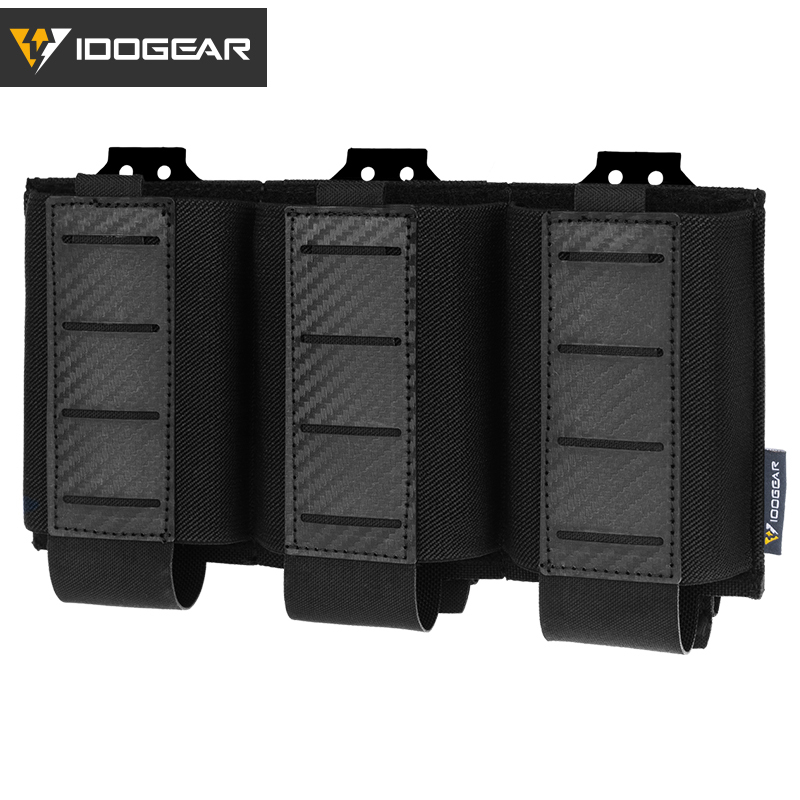 IDOGEAR Tactical 5.56 Triple Mag Pouch MOLLE System Anti-slip Interior Mag Carrier Carbon Fiber Magazine Pouch 3592-IDOGEAR INDUSTRIAL