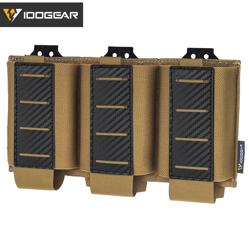 IDOGEAR Tactical 5.56 Triple Mag Pouch MOLLE System Anti-slip Interior Mag Carrier Carbon Fiber Magazine Pouch 3592-IDOGEAR INDUSTRIAL