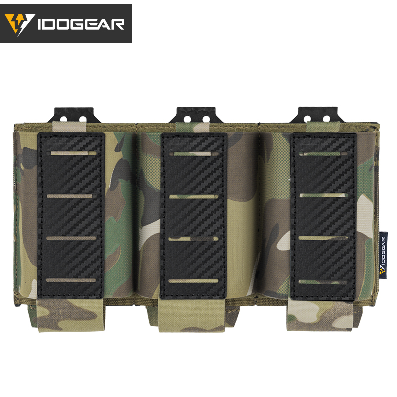 IDOGEAR Tactical 5.56 Triple Mag Pouch MOLLE System Anti-slip Interior Mag Carrier Carbon Fiber Magazine Pouch 3592-IDOGEAR INDUSTRIAL