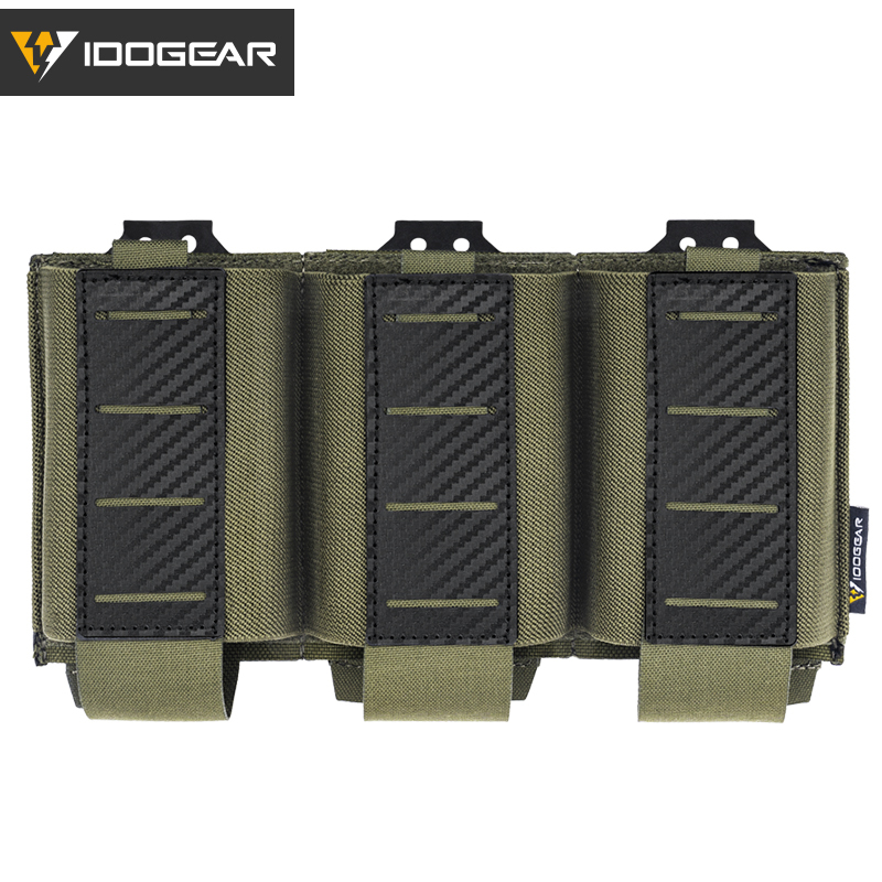 IDOGEAR Tactical 5.56 Triple Mag Pouch MOLLE System Anti-slip Interior Mag Carrier Carbon Fiber Magazine Pouch 3592-IDOGEAR INDUSTRIAL