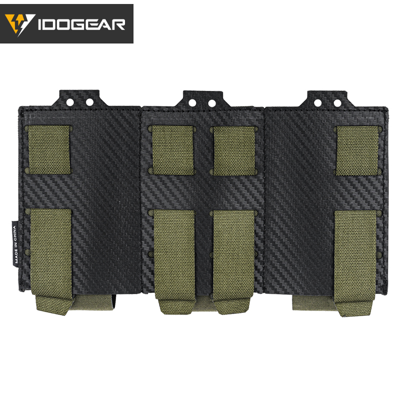 IDOGEAR Tactical 5.56 Triple Mag Pouch MOLLE System Anti-slip Interior Mag Carrier Carbon Fiber Magazine Pouch 3592-IDOGEAR INDUSTRIAL