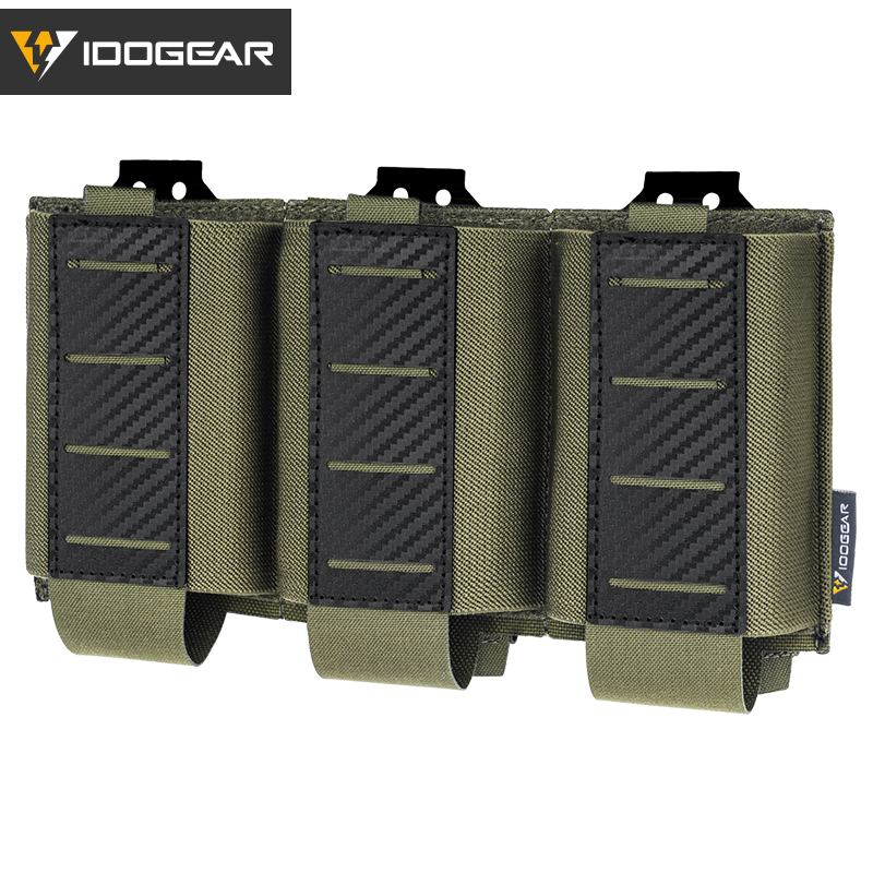 IDOGEAR Tactical 5.56 Triple Mag Pouch MOLLE System Anti-slip Interior Mag Carrier Carbon Fiber Magazine Pouch 3592-IDOGEAR INDUSTRIAL