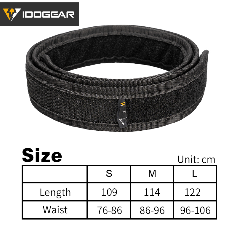 IDOGEAR Inner Belt for Tactical Duty Belt with Hook and Loop Liner Black 1.75" 3418