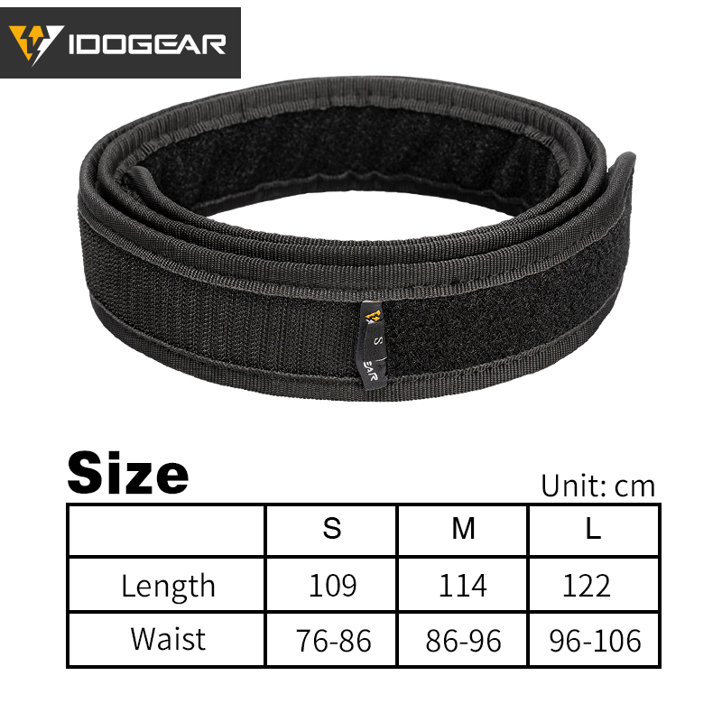 IDOGEAR Inner Belt for Tactical Duty Belt with Hook and Loop Liner Black 1.75" 3418