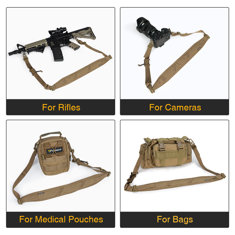 IDOGEAR 2-Point Tactica Sling Adjustable Gun Strap with Shoulder Pad & Metal Clips 3428