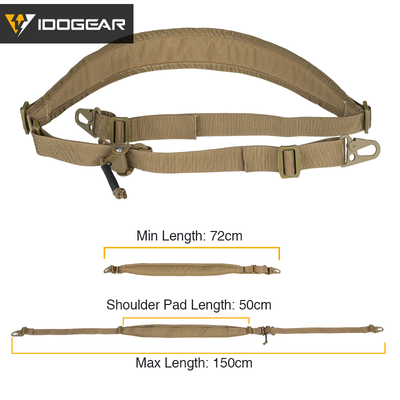 IDOGEAR 2-Point Tactica Sling Adjustable Gun Strap with Shoulder Pad & Metal Clips 3428