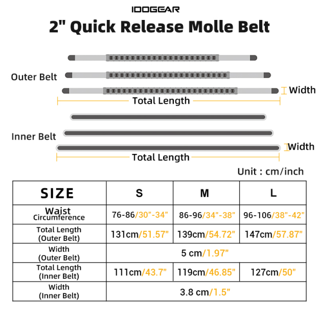 IDOGEAR Tactical 2" Men's Belt  Quick Release Molle Sport Belt 3433