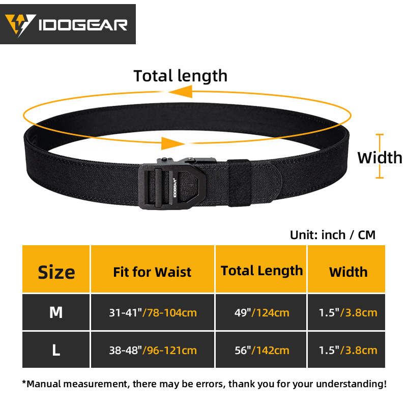 IDOGEAR 1.5" Inch Mens Tactical Belt EDC Nylon Ratchet Belt for Outdoor Sports 3434