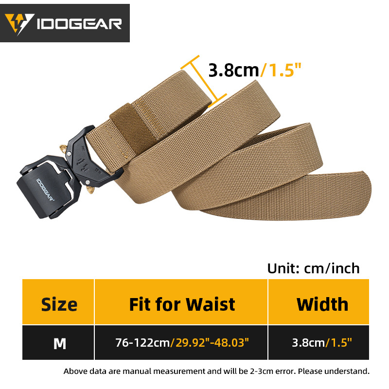 IDOGEAR 1.5'' Men's Tactica Belts Workwear Quick Buckle Release Sport Belts 3437