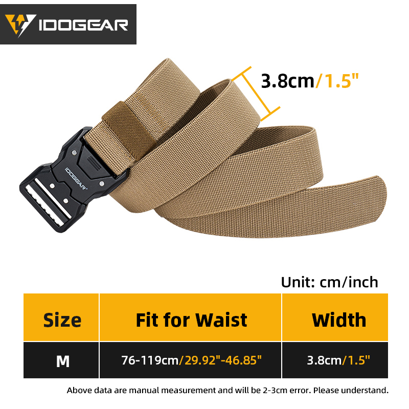 IDOGEAR 1.5'' Men's Elastic Sport Belts Quick Buckle Release EDC Belt 3438