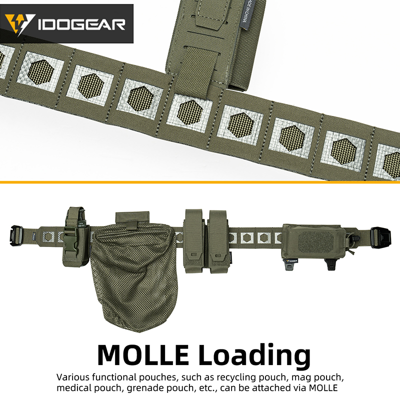 IDOGEAR 2" Tactical Tegris Belt with 1.5" Metal Replaceable Buckle Lightweight MOLLE 3441