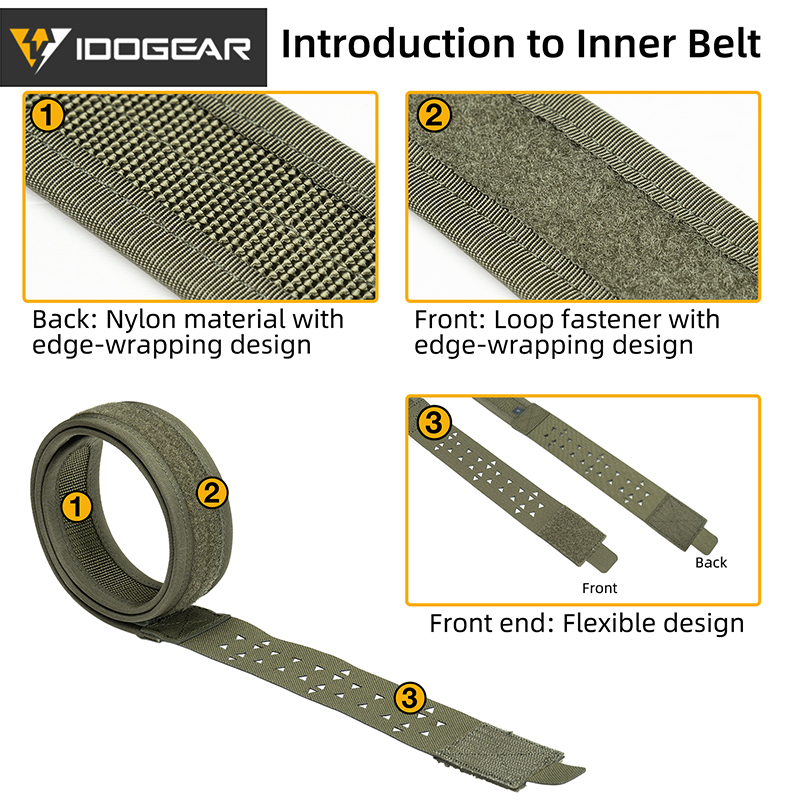 IDOGEAR 2" Tactical Tegris Belt with 1.5" Metal Replaceable Buckle Lightweight MOLLE 3441