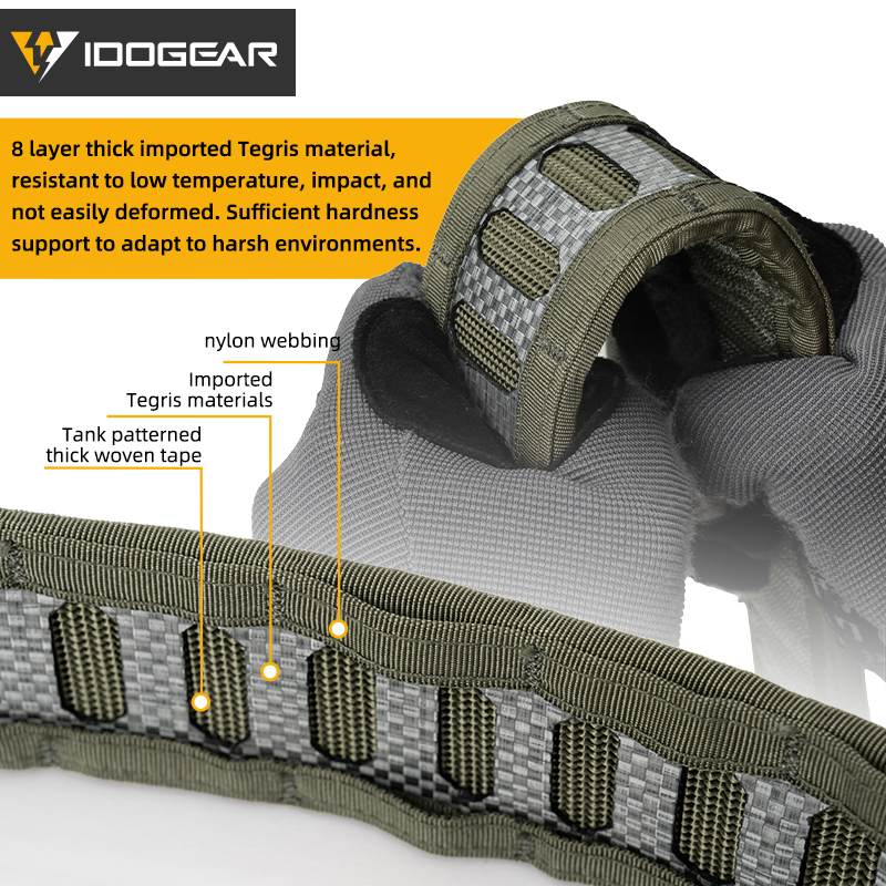 IDOGEAR Tactical Tegris 2" Belt with 1.5" Buckle Adjustable 1000D Nylon Hard Lightweight MOLLE 3442