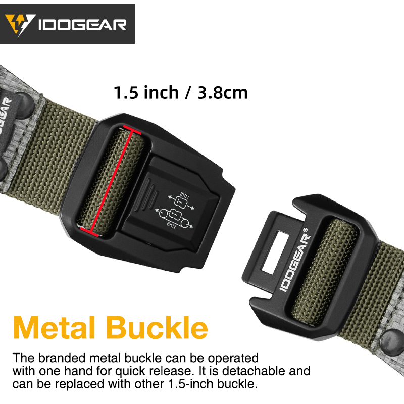 IDOGEAR Tactical Tegris 2" Belt with 1.5" Buckle Adjustable 1000D Nylon Hard Lightweight MOLLE 3442