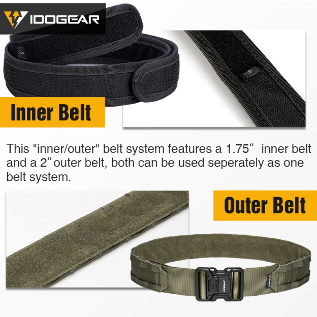 IDOGEAR Tactical 2" Belt with Metal Buckle MOLLE Webbing for Outdoor Training Hiking 3444 