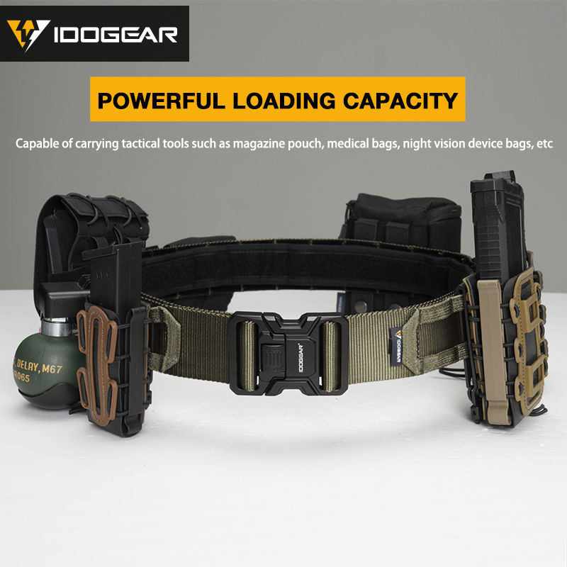 IDOGEAR Tactical 2" Belt with Metal Buckle MOLLE Webbing for Outdoor Training Hiking 3444 