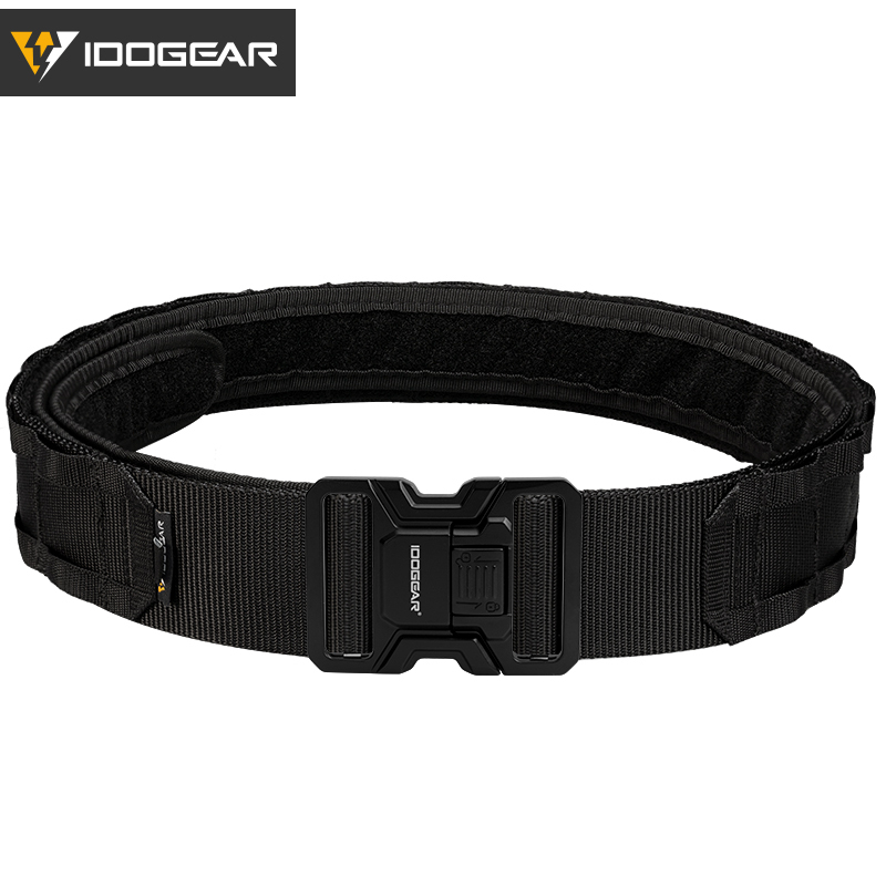 IDOGEAR Tactical 2" Belt with MOLLE Webbing Metal Buckle for Outdoor Training Hiking 3444 