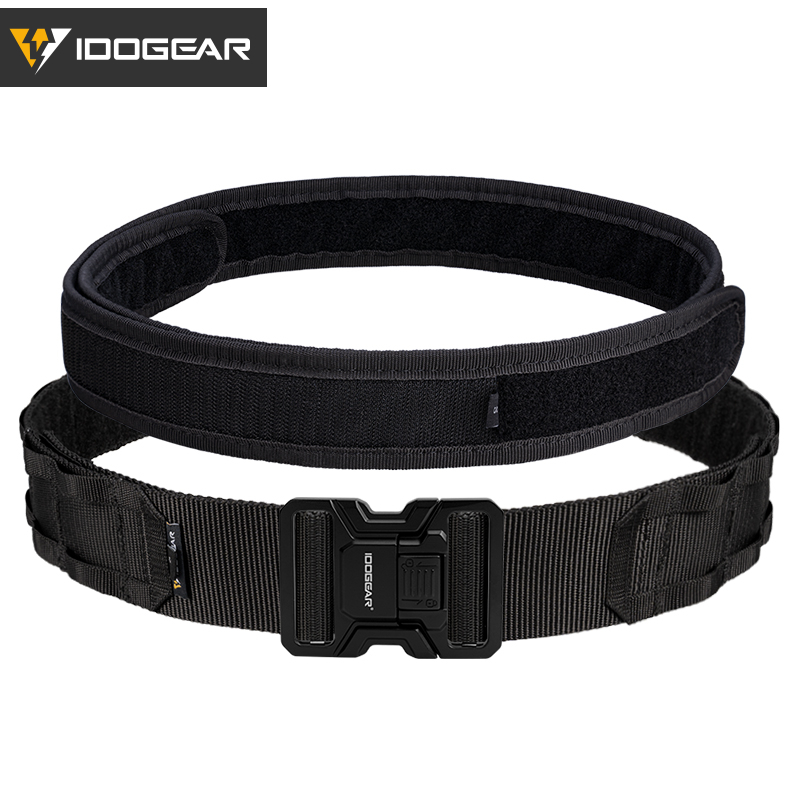 IDOGEAR Tactical 2" Belt with MOLLE Webbing Metal Buckle for Outdoor Training Hiking 3444 