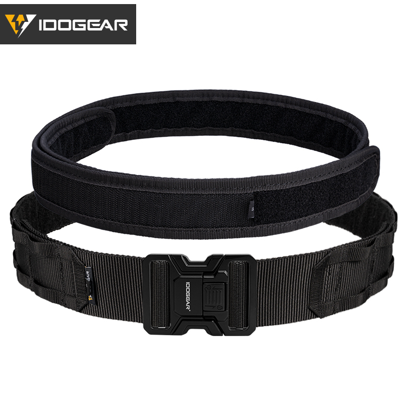 IDOGEAR Tactical 2" Belt with MOLLE Webbing Metal Buckle for Outdoor Training Hiking 3444 