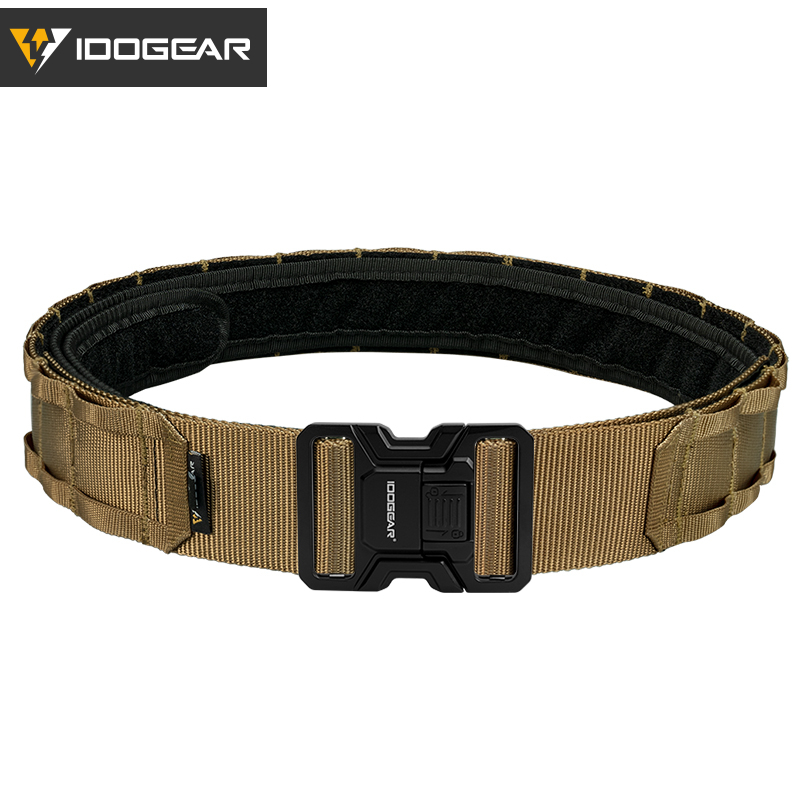 IDOGEAR Tactical 2" Belt with MOLLE Webbing Metal Buckle for Outdoor Training Hiking 3444
