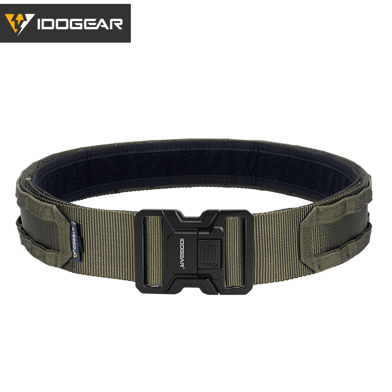 IDOGEAR Tactical 2" Belt with MOLLE Webbing Metal Buckle for Outdoor Training Hiking 3444 
