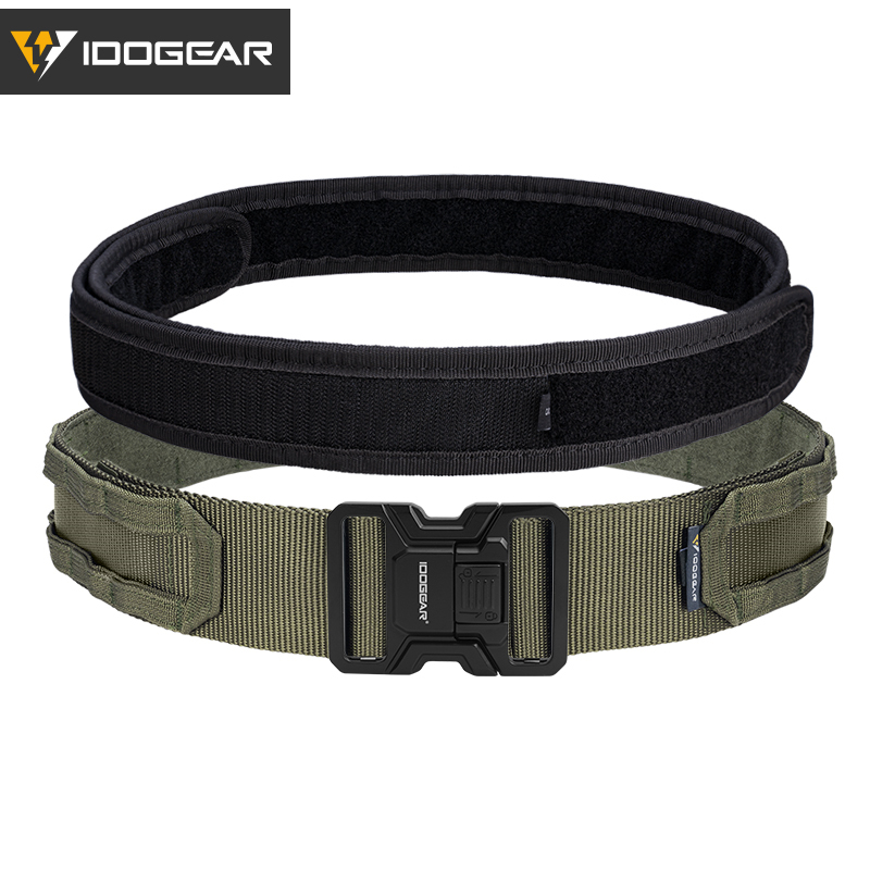 IDOGEAR Tactical 2" Belt with MOLLE Webbing Metal Buckle for Outdoor Training Hiking 3444 