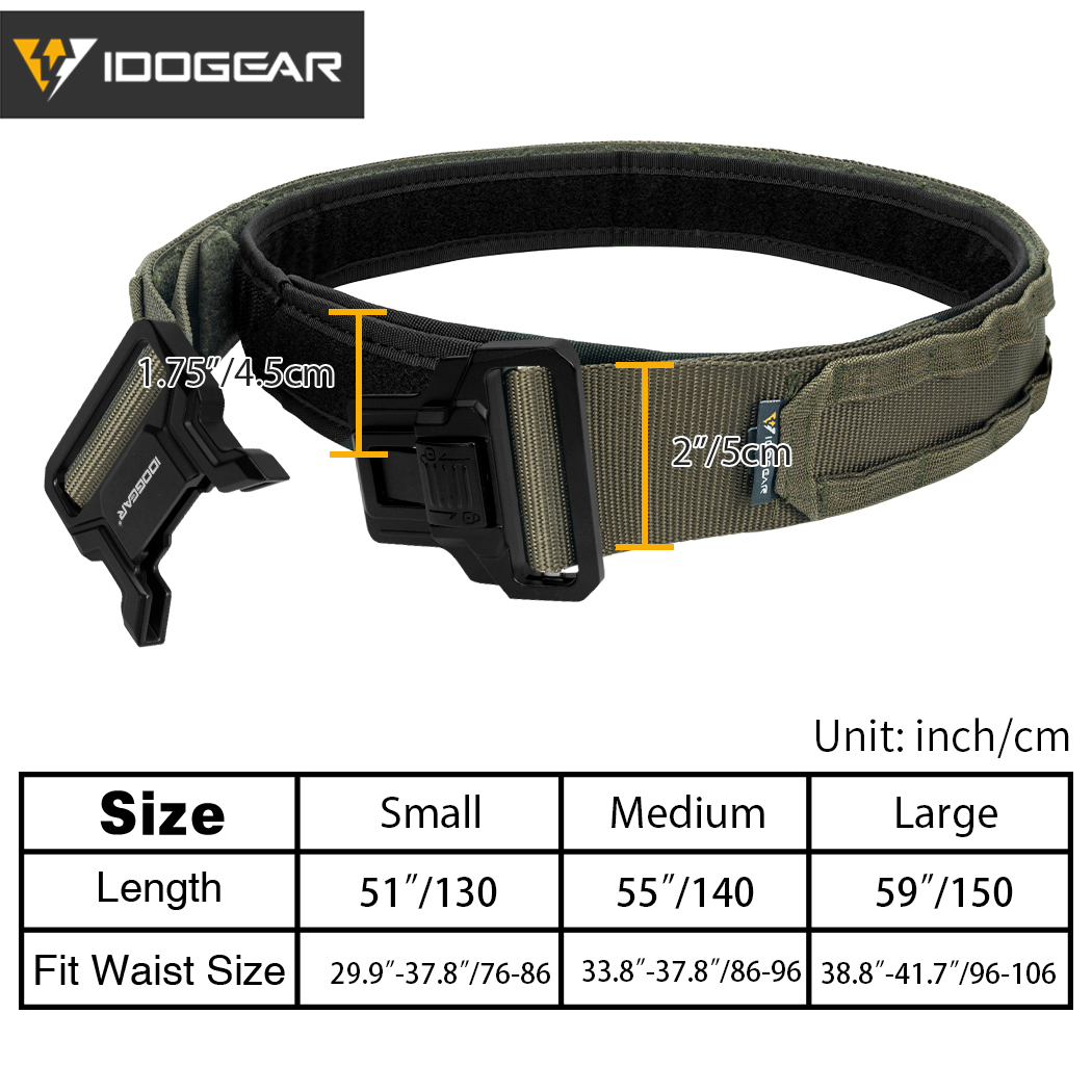 IDOGEAR Tactical 2" Belt with MOLLE Webbing Metal Buckle for Outdoor Training Hiking 3444 