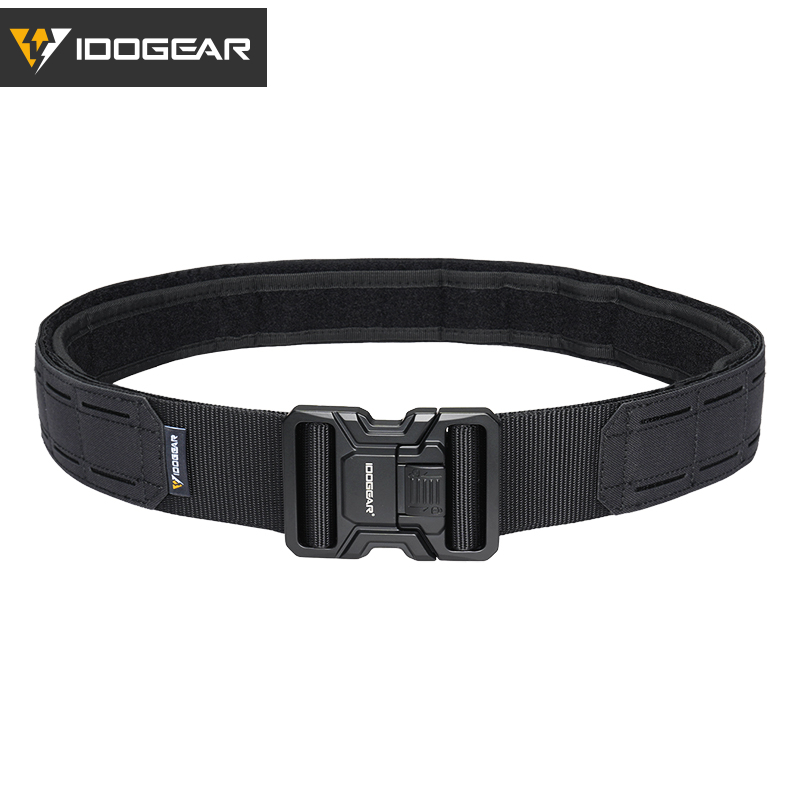 IDOGEAR Tactical 2" Belt with Metal Buckle Laser Cut MOLLE for Outdoor Training 3445