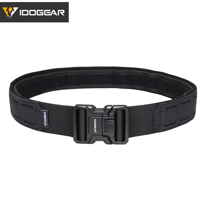 IDOGEAR Tactical 2" Belt with Metal Buckle Laser Cut MOLLE for Outdoor Training 3445