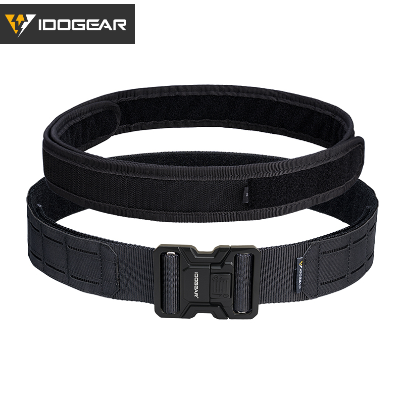 IDOGEAR Tactical 2" Belt with Metal Buckle Laser Cut MOLLE for Outdoor Training 3445