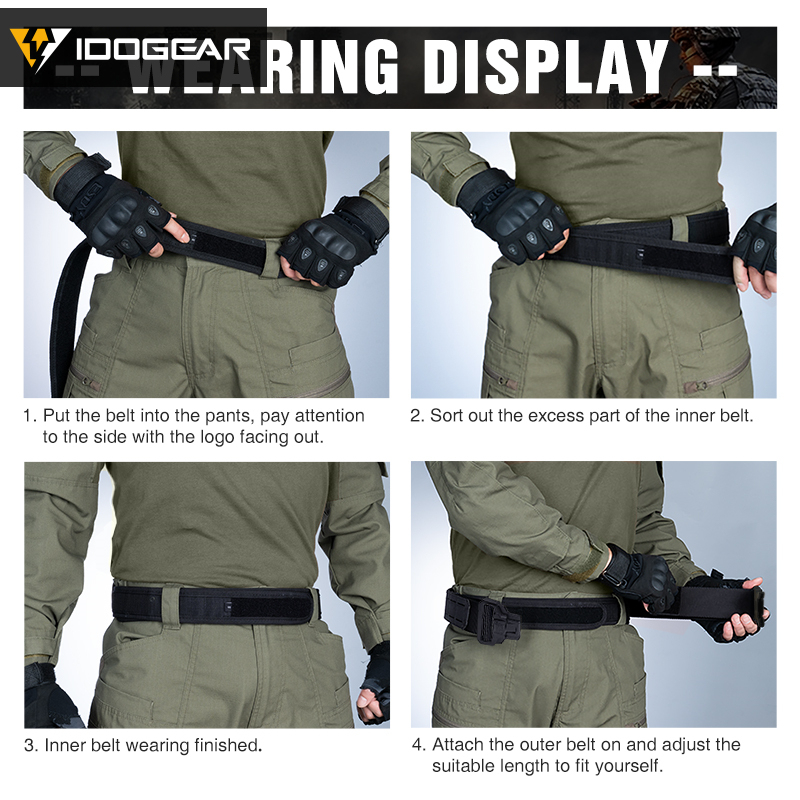 IDOGEAR Tactical 2" Belt with Metal Buckle Laser Cut MOLLE for Outdoor Training 3445
