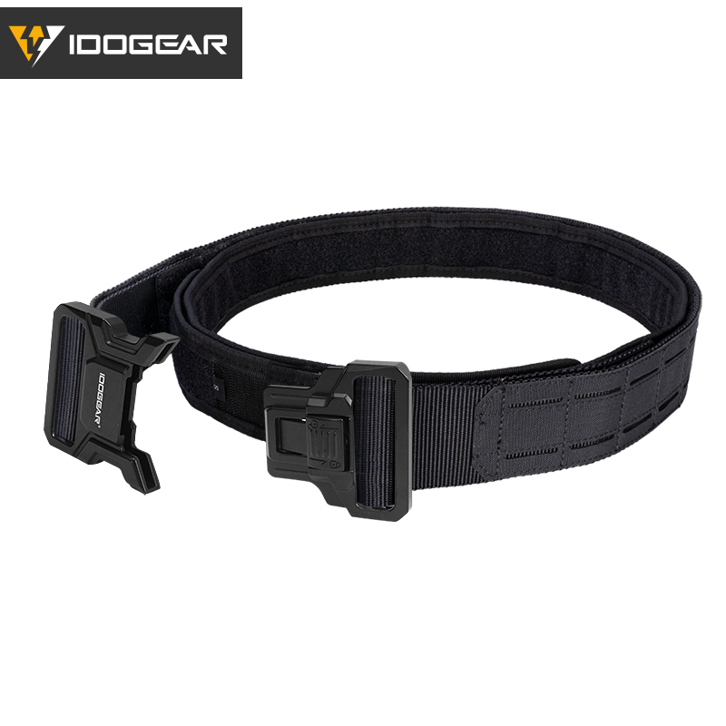 IDOGEAR Tactical 2" Belt with Metal Buckle Laser Cut MOLLE for Outdoor Training 3445