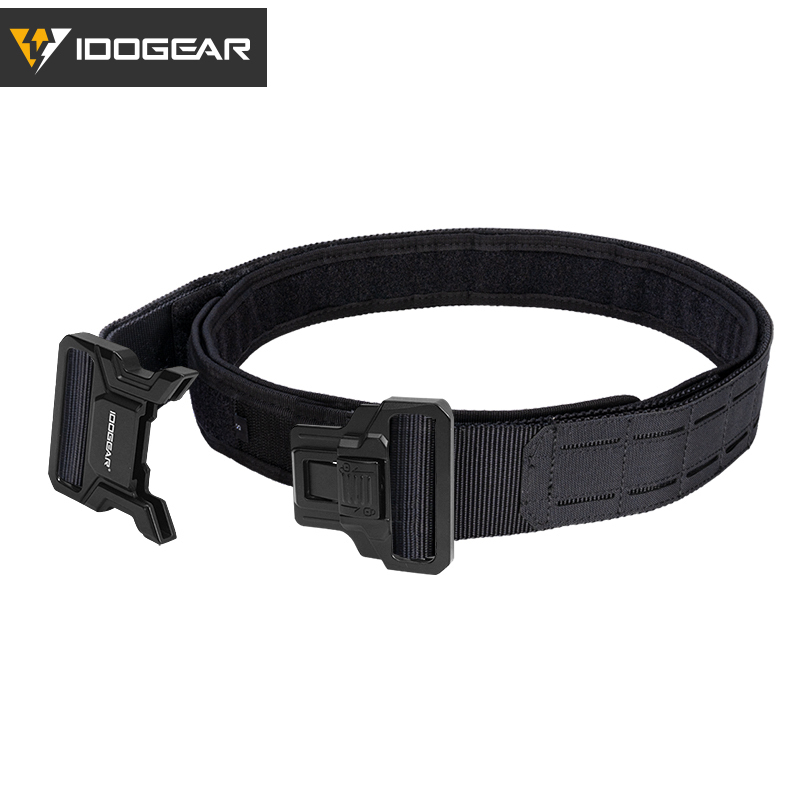 IDOGEAR Tactical 2" Belt with Metal Buckle Laser Cut MOLLE for Outdoor Training 3445